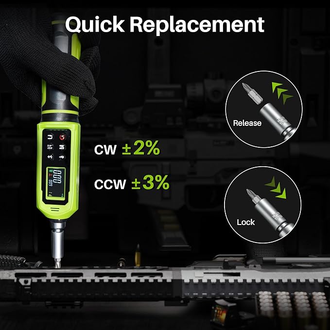 Digital Torque Screwdriver,1.3-89In.Lb/0.15-10N.m,1/4 Inch Drive Inch Pound Electronic Torque Wrench Screwdriver Set with ±2% Accuracy,Vibration Buzzer Indicator for Gunsmithing,Scope Mounting