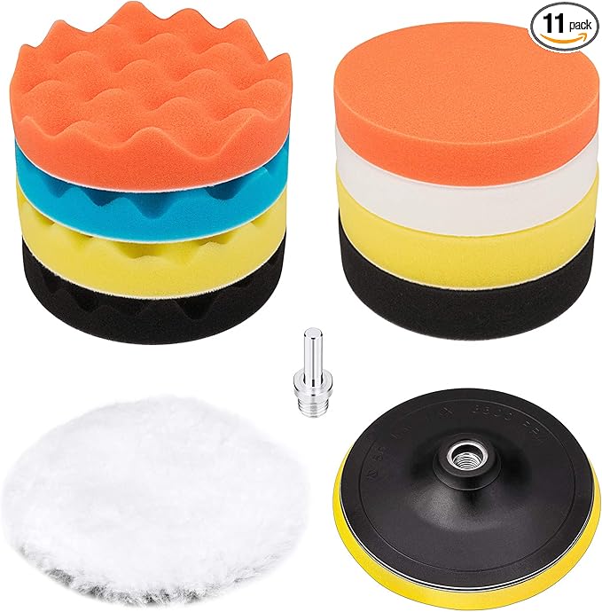 6 Inch Buffing and Polishing Pad Kit 11 PCS with Drill Adapter