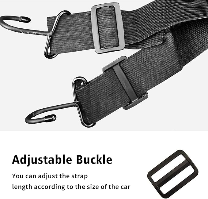 SEAZEN Car Cover Straps Wind Protector, 3Pcs Adjustable Elastic Windproof Ropes Protect Car Cover from High Winds, Universal Fit Most Cars (Black)
