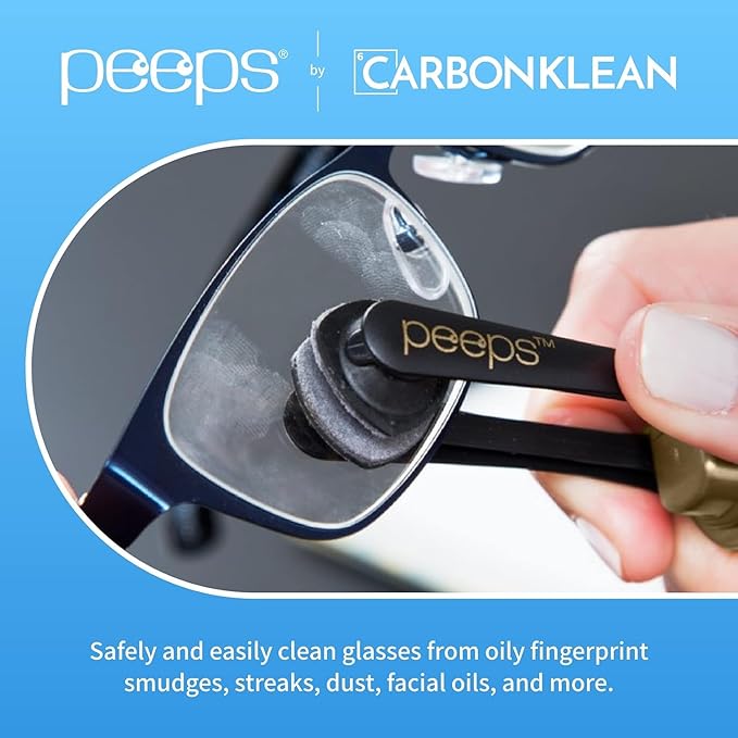 CarbonKlean Peeps Eyeglass Lens Cleaner - Efficient and Durable Carbon Microfiber Technology - Exclusively Used by NASA - 500 Uses (Injected Blue)