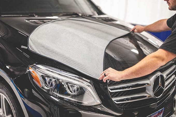 The Rag Company - The Big One - Waffle-Weave Microfiber Drying Towel; Super Absorbent for Car Washes, Detailing, and More; Buttersoft Suede Edges; Scratch-Free, 450GSM, 25in x 40in, Grey