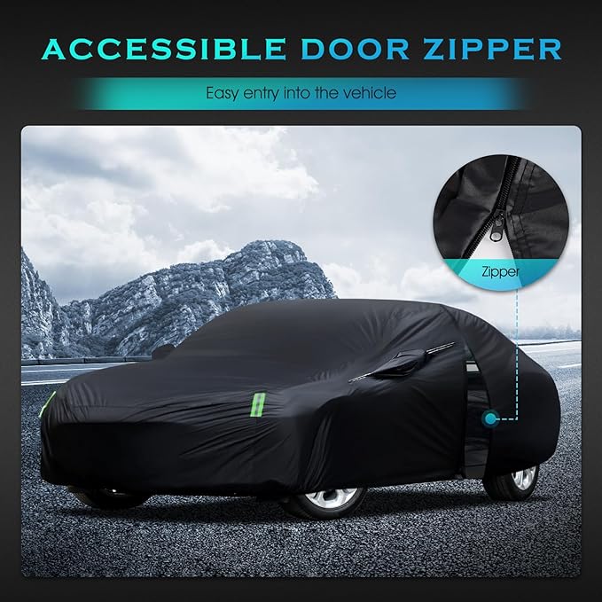 Car Cover Waterproof All Weather for Automobiles, Size A3 Universal Fit for Sedan Camry, Ford Mustang, Chevy Camaro/Malibu, Kia Optima, Hyundai Sonata, Nissan Altima, Tesla Model (187-198 inch)