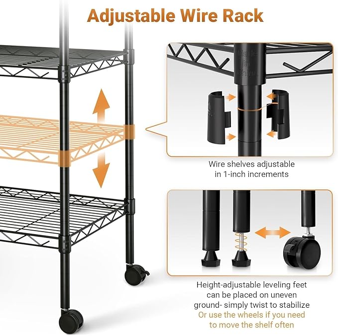 Simple Deluxe 5-Tier Heavy Duty Storage Shelving Unit, 1250 Lbs Loading Capacity, 29.92" W x 13.98" D x 61.02" H, Black