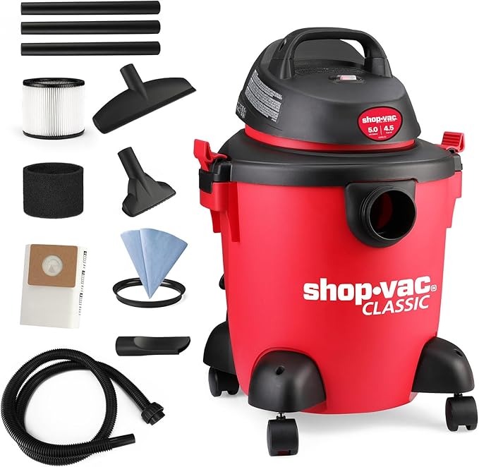 Shop-Vac 5 Gallon 4.5 Peak HP Wet/Dry Vacuum, Portable Heavy-Duty Shop Vacuum 3 in 1 Function with Attachments for House, Garage, Car & Workshop, 5971536