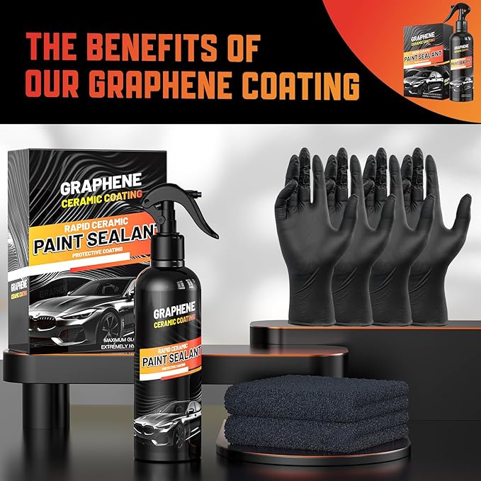 Graphene Ceramic Coating for Cars (17oz) - 12H Ceramic Spray Coating - 24+ Months of Long Lasting Protection - Ultra High Gloss & Shine - Unmatched Slickness - Extremely Hydrophobic
