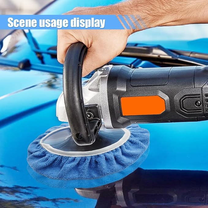 15PCS Car Polisher Pad Bonnet, 9 to 10 Inch Soft Polishing Bonnets Buffing Pads, Car Wax Cover Kit for Car Orbital Buffer Polisher, 10 Microfiber Bonnets + 5 Woollen Polishing Pad Covers (9-10 Inches)