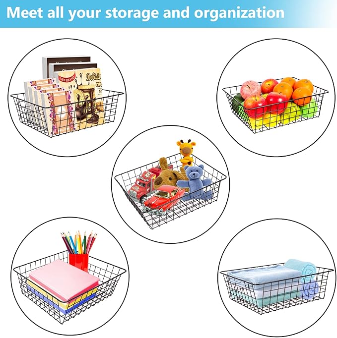 Pantry Baskets Pantry Organization and Storage 4 Pack Large Wire Baskets for Organizing Pantry Storage Bins Metal Wall Hanging Basket