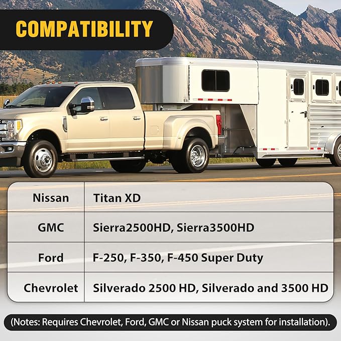 Nilight 60692 Puck System Gooseneck Hitch Kit w/Box for 2016-2025 Chevy Silverado GMC Sierra 2500HD 3500HD Nissan Titan XD, 2013-2025 Ford F250 F350 F450, 2-5/16" Ball w/Chain Anchor