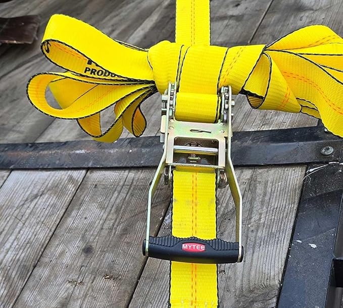 Mytee Products 4 Pack 2" x 27' Ratchet Straps with Wire Hooks 10,000 lbs Breaking Strength - Heavy Duty Cargo Tie Down Straps for Truck, Trailers, Moving Appliances, Motorcycles & Flatbed Loads