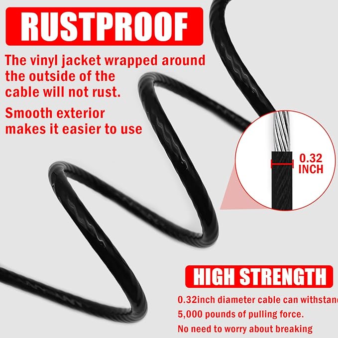 66" Trailer Safety Cables with Hooks Tow Straps 2-Pack Safety Chains Towing Trailer 5000 Lbs Break Strength Boat Chains with Hooks for Ultimate Security