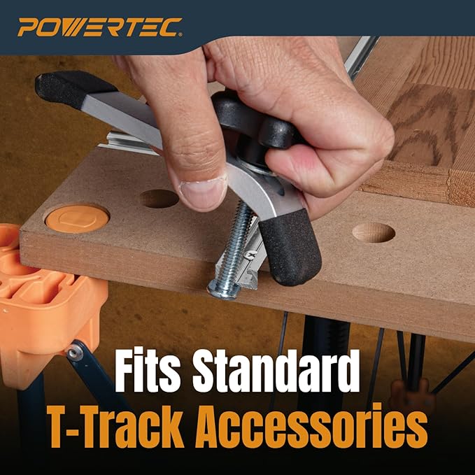 POWERTEC 72289 Arachni-Flex 24" x 48" Foldable Workbench Tabletop w/Carrying Bag - Portable Work Surface w/Pre-drilled Dog Holes, T-Tracks & Quick-Insert Locks for Woodworking Collapsible Workstand