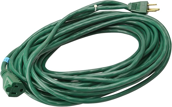 Woods Yard Master Extension Cord - Flexible Power for Patio & Landscape Use - Light Duty - SJTW Extension - 16 Gauge - 3 Prong - Green - 80 Foot