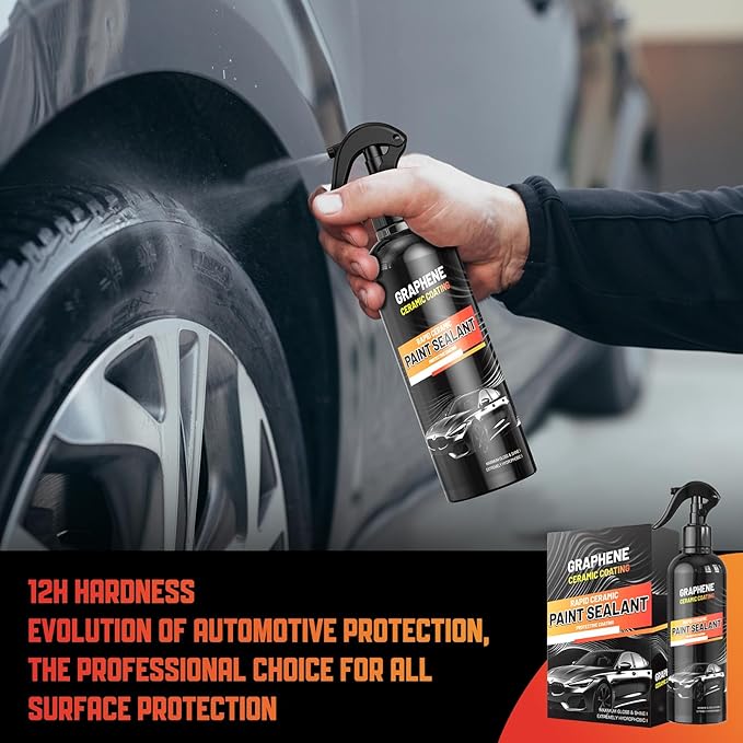 Graphene Ceramic Coating for Cars (17oz) - 12H Ceramic Spray Coating - 24+ Months of Long Lasting Protection - Ultra High Gloss & Shine - Unmatched Slickness - Extremely Hydrophobic