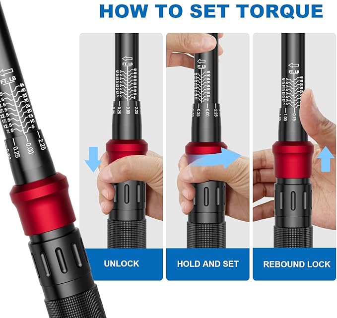 3/8-Inch Drive Click Torque Wrench - 5-45 Ft-Lb/6.8-61Nm, Dual-Direction Adjustable 72 Tooth Click Torque Wrench for Bike, Motorcycle and Car Repair