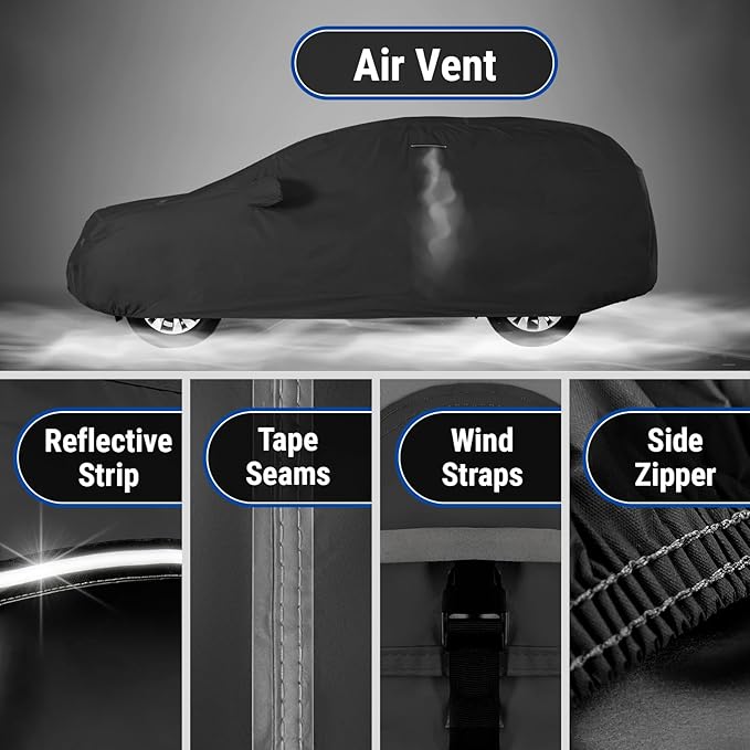 iCarCover Premium SUV Cover for 2016-2026 Buick Envision Heavy Duty Waterproof All Weather Automobiles Custom Fit Full Exterior Indoor Outdoor UV Snow Rain Protection Covers (Stripe - Black/Gray)