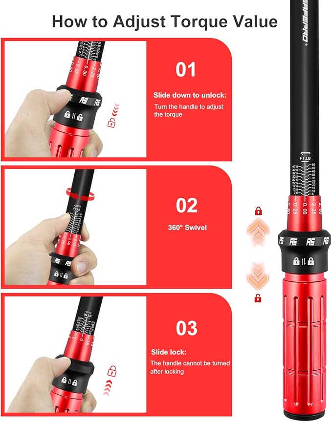 ATsafepro 3/8 Inch Torque Wrench,Torque Wrench 3/8 Drive-Dual Scales 5-50 Ft-Lb/6.8-68 Nm,3/8 Torque Wrench-72 Tooth Dual-Direction Click, Easy Use for Bike, Motorcycle and Car Repair