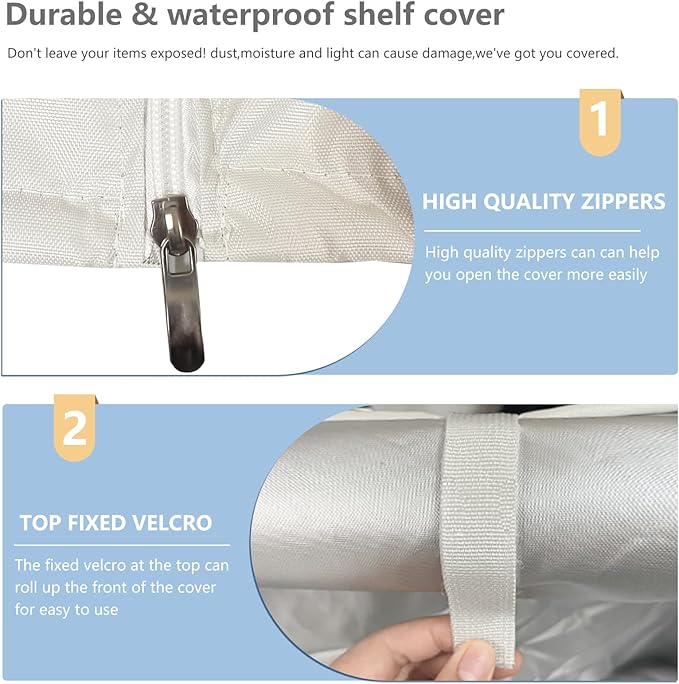Wire Rack Covers,Heavy Duty 600D Dustproof Waterproof Storage Rack Covers for Metal Shelves,Storage Shelf Cover with Zipper for Wire Shlef,30''W x 14''D x 63''H,Beige with Clear Front