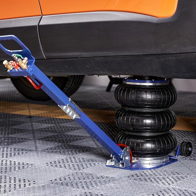 VEVOR Air Jack, 3 Ton/6600 lbs Triple Bag Air Jack, Airbag Jack with Six Steel Pipes, Lift up to 17.7", 3-5 s Fast Lifting Pneumatic Jack, with Adjustable Long Handles for Cars