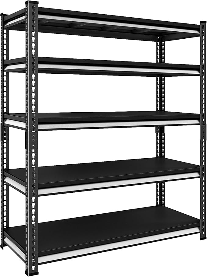 Garage Shelving Heavy Duty, 3000 Lbs Loads Garage Storage Shelves Heavy Duty, 5-Tier Metal Shelving Units and Storage for Basement, Retiple Tanks,48''Wx24 Dx78 H,Black