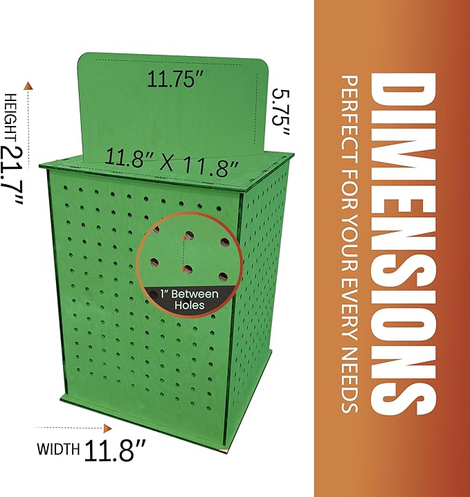 TORCHED DISPLAYS Rotating Display Stand | 22.5 x 16.76-inch | Rotating Organizer Wood Pegboard | Pegboard Display Stand for Craft Shows, Vendor Events, Jewelry, Accessories | Green