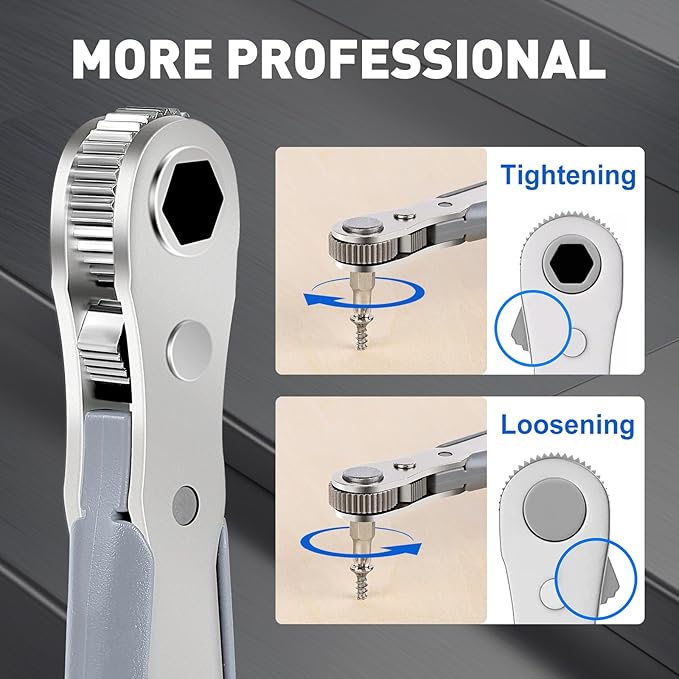 30in1 Right Angle Screwdriver, 36-Tooth Mini Ratchet Wrench, Angle Screwdriver for Tight Spaces, Low Profile Offset screwdrivers, Magnetic Ratchet Screwdrivers Repair Tool