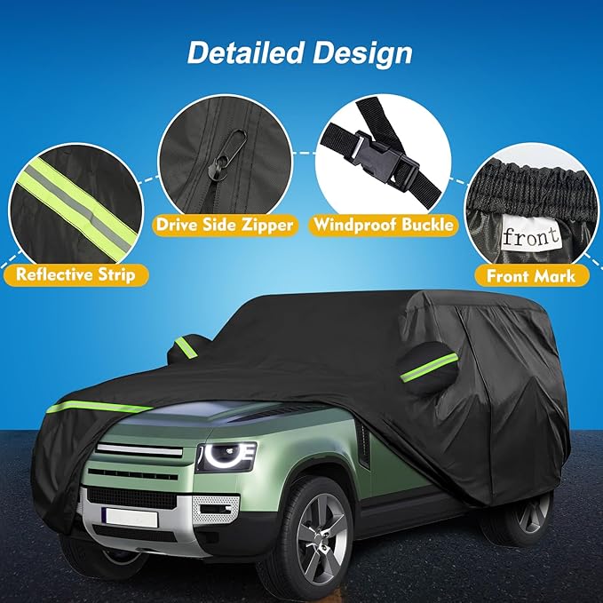 QUNSUNUS 6 Layer Car Cover for Land Rover Defender 2020-2025, Car Cover Waterproof All Weather 420D Windproof Custom Fit for Land Rover Defender 110 4-Door
