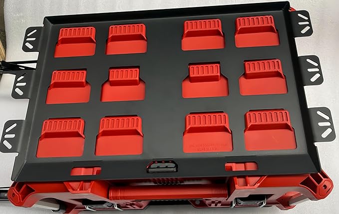 VELCKING for Milwaukee Packout Mounting Plate, Metal Storage Base, Wall and Floor Compatible Toolbox Mount (RED, 2-Full Plate)