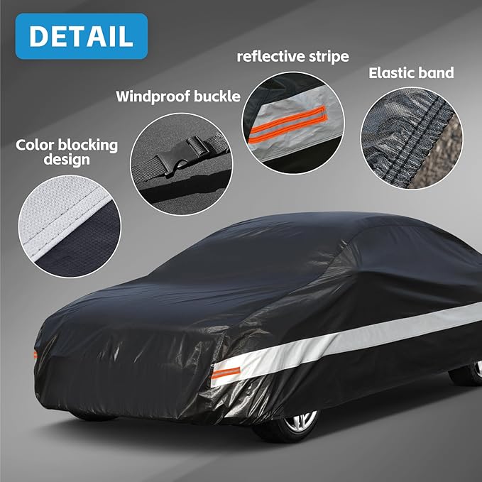 10 Layers Coupe Car Cover Waterproof All Weather for Automobiles,100% Waterproof Outdoor Car Covers Rain Snow UV Dust Protection. Custom Fit for Ford Mustang,Chevy Camaro, Chevy Corvette,etc