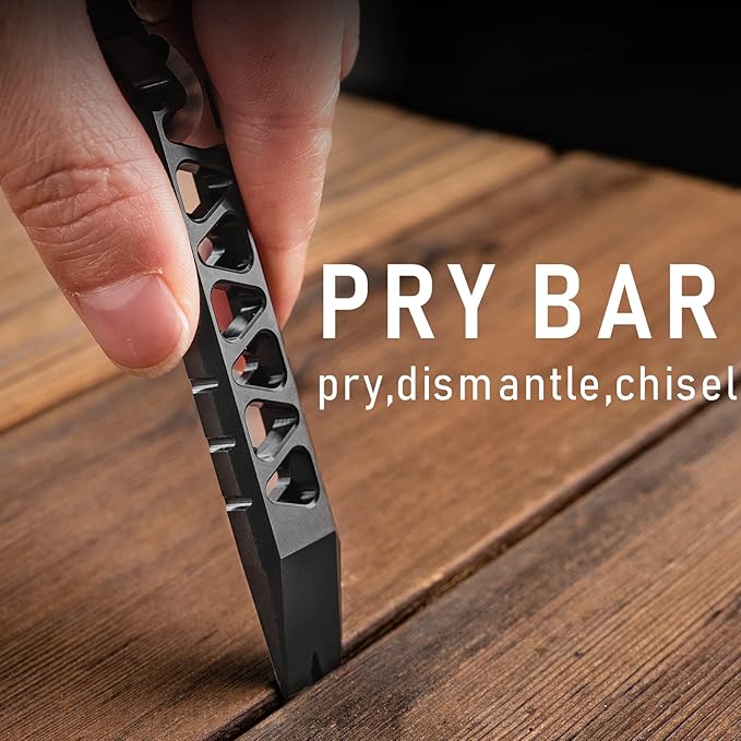 TISUR Titanium EDC Pry Bar, Keychain Pry Bar Multitool With Bottle Opener, Pocket Small Crowbar for Men Outdoor