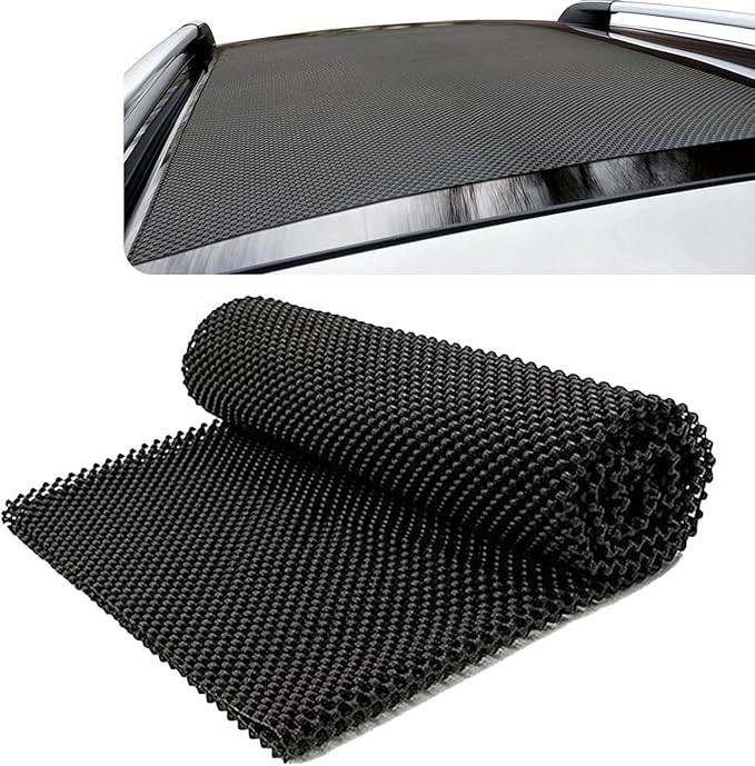 Car Roof Rack Pads, Automotive Cargo Bag Protective Mat, 47" x 39" Cuttable PVC Car Anti-slip Mat, Universal Roof Rack Accessories, for Most Vehicles (Black)