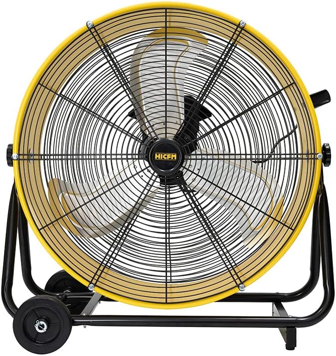 HiCFM 8800 CFM 24 inch BLDC Drive Drum Fan with High Efficiency EC Motor, Variable Speed Control, Friendly Noise Operation for Air Circulation, UL Listed