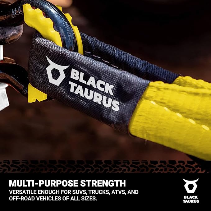 3" x 30 ft Elastic Snatch Strap – 33,000-lb Heavy-Duty Off-Road Kinetic Tow Strap, 100% Nylon with 20% Stretch & Reinforced Loops for Jeep, Truck, UTV/4x4 Vehicle Recovery (Black)