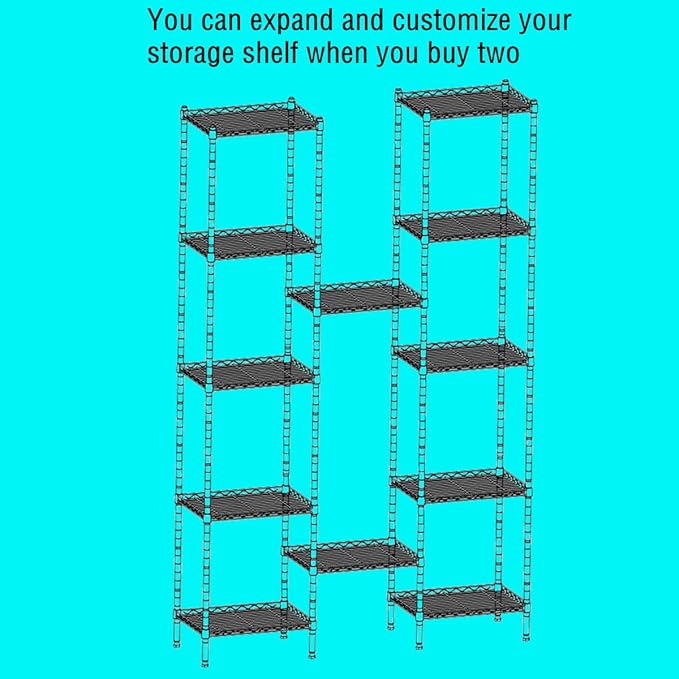 REGILLER 6 Wire Shelving Steel Storage Rack Adjustable Unit Shelves for Laundry Bathroom Kitchen Pantry Closet(Silver,11.7" D x 21.4" W x 63" H)