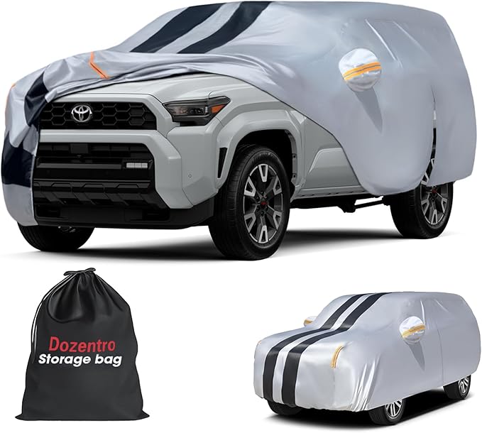 Multi-Layer Car Cover Custom Fit for Toyota 4Runner(2002-2026), 100% Waterproof All Weather for Automobiles, Gift with Towel, Heavy Duty Car Covers for Rain Sun UV Protection with Door Zipper