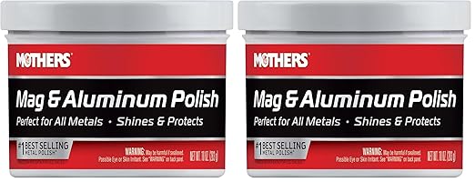 Mothers Mag & Aluminum Polish, 10 oz. – Brilliant Shine, for All Uncoated & Unplated Metals Including Aluminum Wheels, Stainless Steel Trim and Exhaust Tips, Brass & More (05101) (Pack of 2)