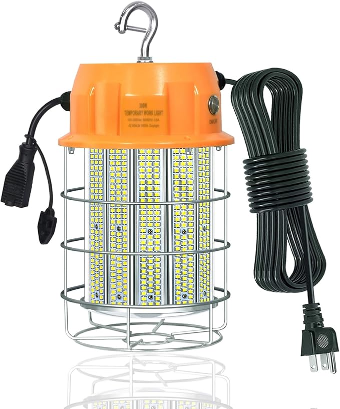 400W LED Temporary Work Light,Portable Hanging Construction Work Light,5000K 56000LM,with ON/Off Button & Hook Jobsite Lighting