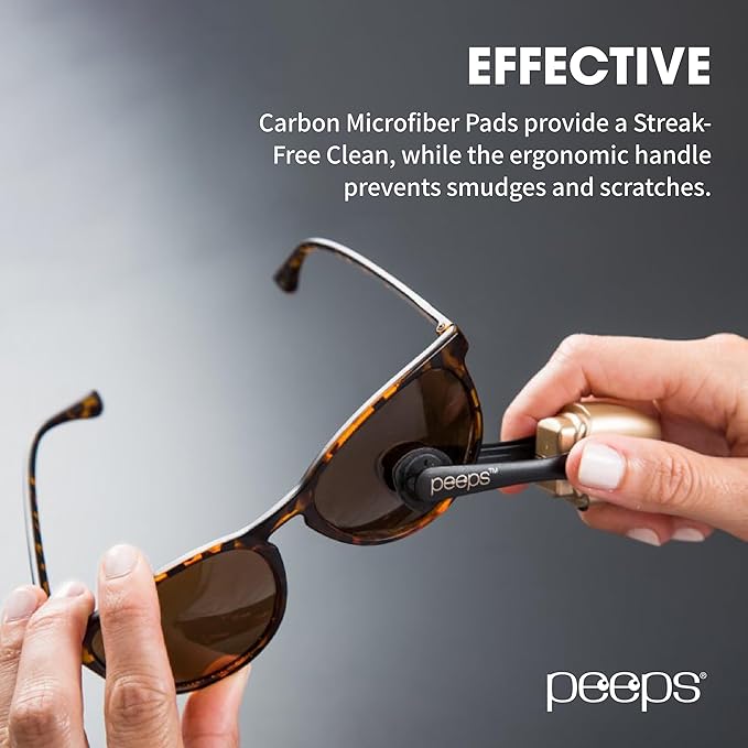 Peeps Glasses Cleaner - for Eyeglasses, Reading Glasses, and More - Lens Cleaner with Carbon Microfiber Tech-Electroplated Silver-3 Count (Pack of 1)