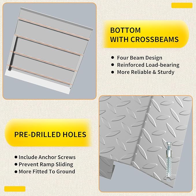 Door Threshold ramp, Door ramp for 2in to 8in Rise, Heavy Duty Front Door ramp for Elderly wheelchairs/Walkers/Scooters(33.5" L*31.7" W, Alloy Iron, 32LBs, Max 800LBs)