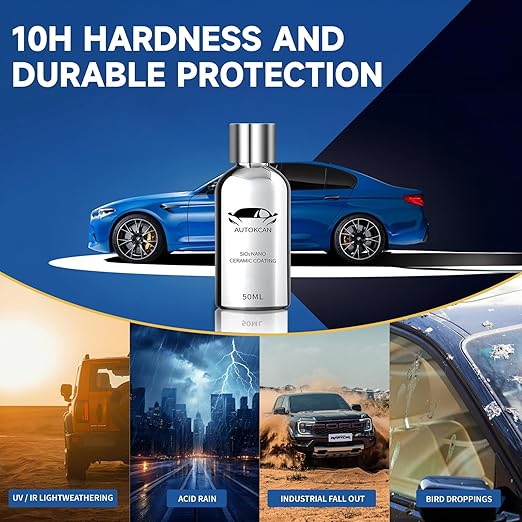 Nano Ceramic Coating for Cars, 10H High Gloss 50ML Anti-Scratch SiO2 Ceramic Coating High Hydrophobic Mirror Paint Sealant Protection with Gloves
