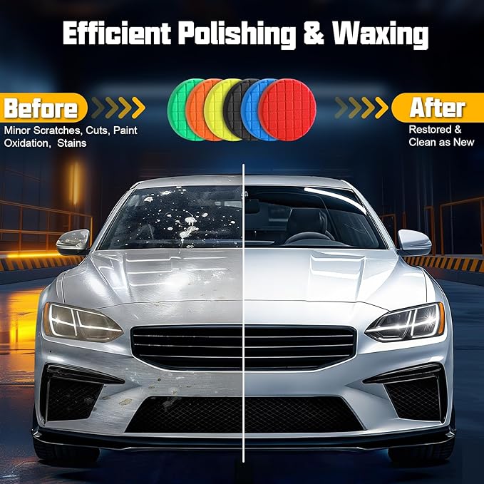 6 PCS Buffing Polishing Pad, 5.5 Inch Buffing Pads for Polisher, Body Repair Buffing Sponge Pad Kit for 5 Inch Backing Plate, for Car Buffer Compounding, Polishing and Waxing