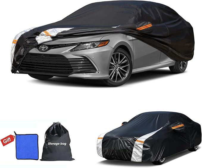 Car Cover Waterproof All Weather, Full Exterior Sedan Cover Universal Fit Toyota Camry, Tesla Model 3, Honda Accord, Nissan Altima, Kia K5/Stinger, Hyundai Sonata etc, See Chart(Length 186"-193").