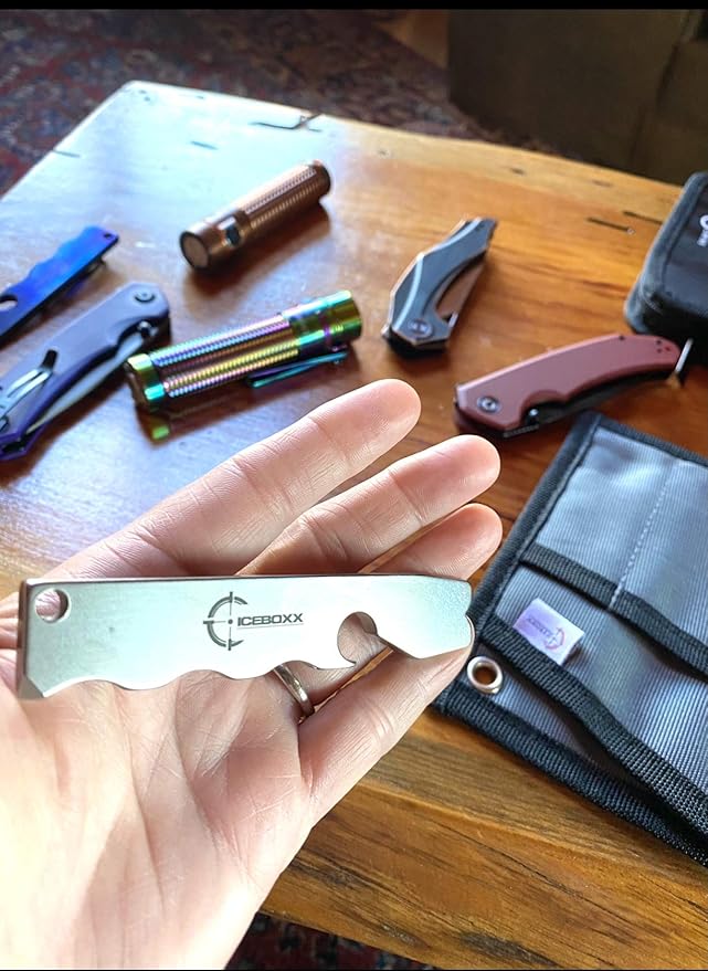Iceboxx Pry Bar – EDC 4 Inch Titanium Mini Pry Bar Tool – Multipurpose Tool for DIY Enthusiasts, Prime Professional Use – Innovative Tools Pocket Clip, Bottle Opener, Lanyard Hole Every Day Carry