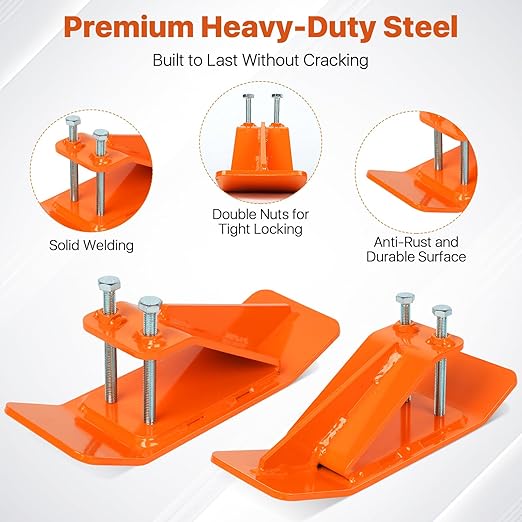Tractor Bucket Protector, 2Pcs Ski Edge Protector, Turf Tamer Skid Protector with Double Lock Nuts and Bolts, Heavy Duty Steel Bucket Attachment for Snow Leaves Removal (2Pack - Orange)