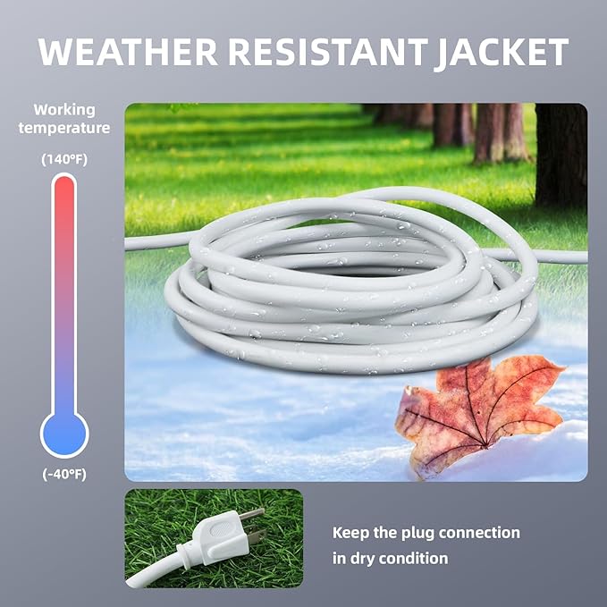 EP 2 Pack 6 Ft Outdoor Extension Cord - 16/3 SJTW White Electrical Cable with 3 Prong Grounded Plug