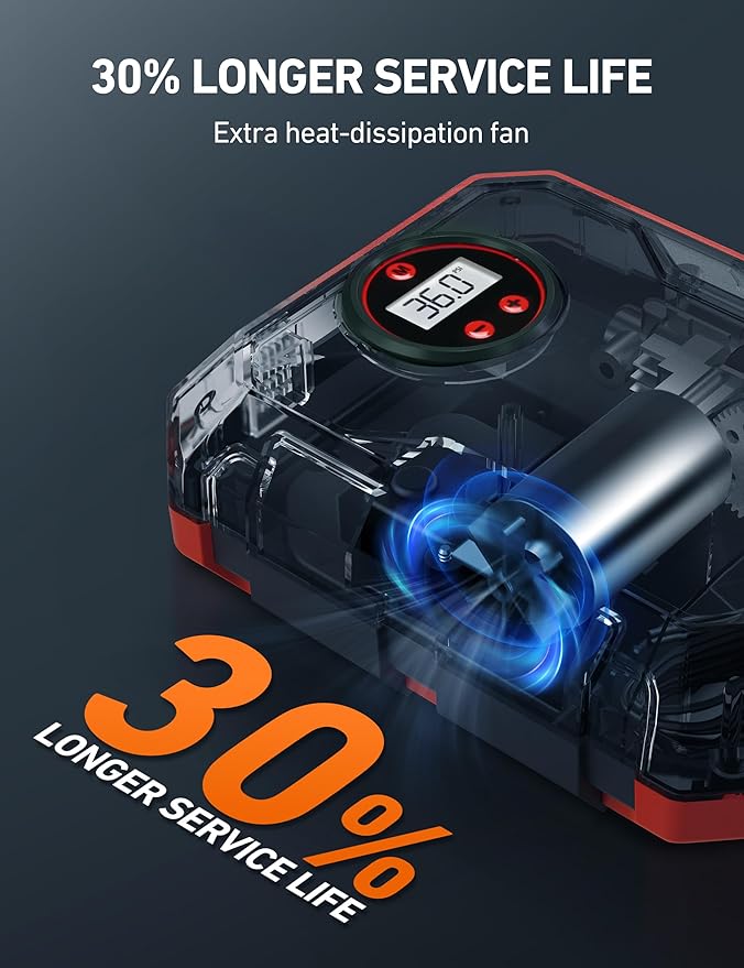 AstroAI Portable Air Compressor and Tire Inflator - 12V DC Auto Accessory with LED Light and Digital Display - 100PSI for Car, Bicycle and Other Tires (Pack of 2)