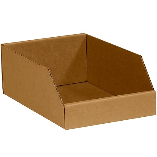 BOX USA BBINMT812K Open Top Bin Boxes, 8" x 12" x 4 1/2", Kraft (Pack of 50)