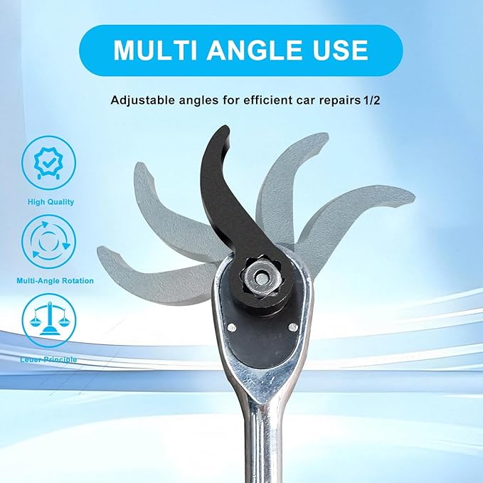 2Pcs Pry Bar Wrench Adapter & Ratchet Pry Bar Attachment for 1/2" 8pt Square Profile, Crowbar Adapter Head, Tight Space Half Shaft Removal Car Repair Tools