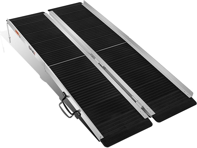 DNA Motoring 5FT Portable Non-Slip Wheelchair ramp, 600lbs Capacity Aluminium Versatile Loading Ramp, Non-Skid Ramps Telescopic Ramps for Home, Steps, Stairs, TOOLS-00614