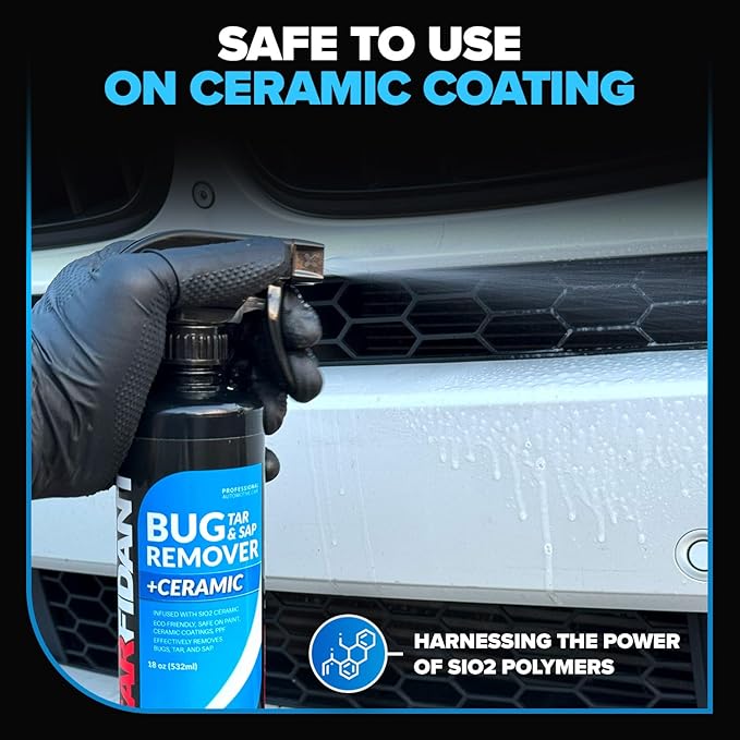 Carfidant Bug Remover for Cars Exterior with Ceramic Coating - Easily and Safely Clean Bug Splatter, Bird Poop from Paint, Plastic, Rubber, Metal, Chrome, Glass - 128oz