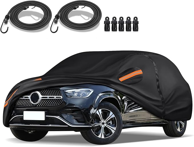 16-Layer Special Full Car Cover Fit for 2006-2024 MERC-edes Benz ML/GLE Series, Ultra Heavy 600D Oxford Cloth, All-Weather Protection Summer Sun Exposure and Winter Snow Rain Dust UV, Black